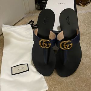 Gucci T-Strap Sandal, Blue Agata